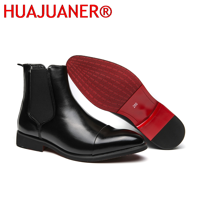 Men Shoes Red - Botas Chelsea negras de estilo británico