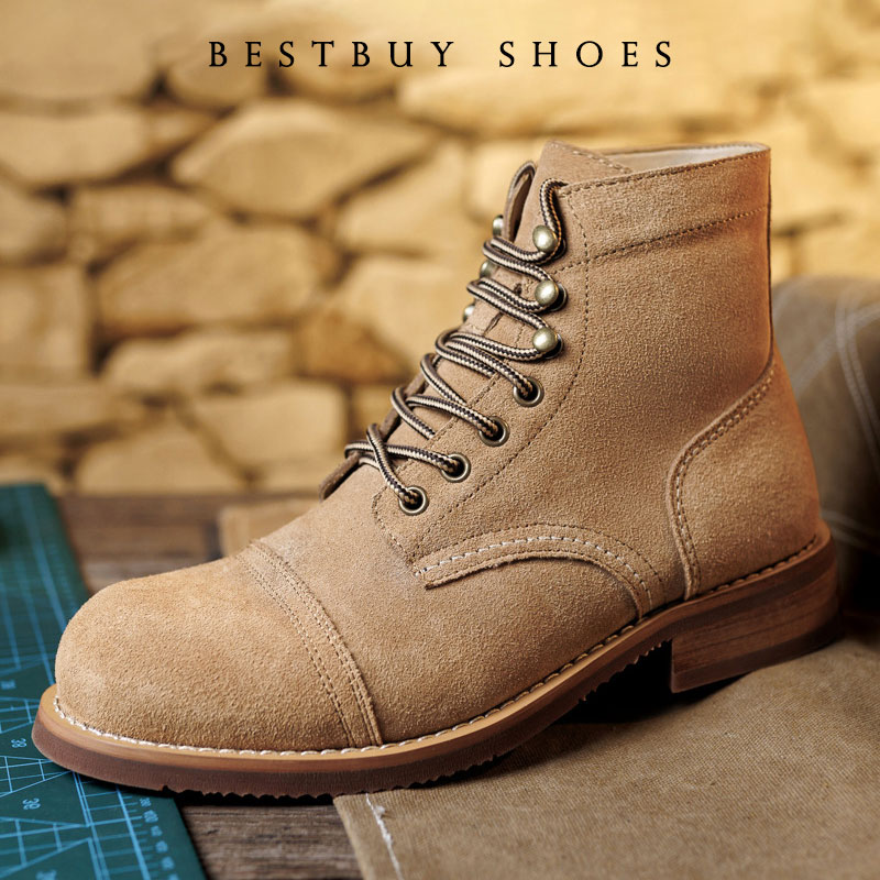 Men Shoes Red - Botas de Motociclista Vintage para Hombre,