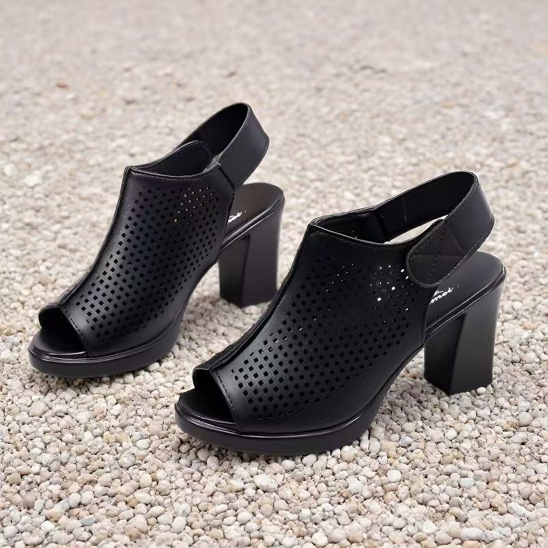 Sandalias de tacón alto con pu - Velcro Strap Sandal reseña y precio